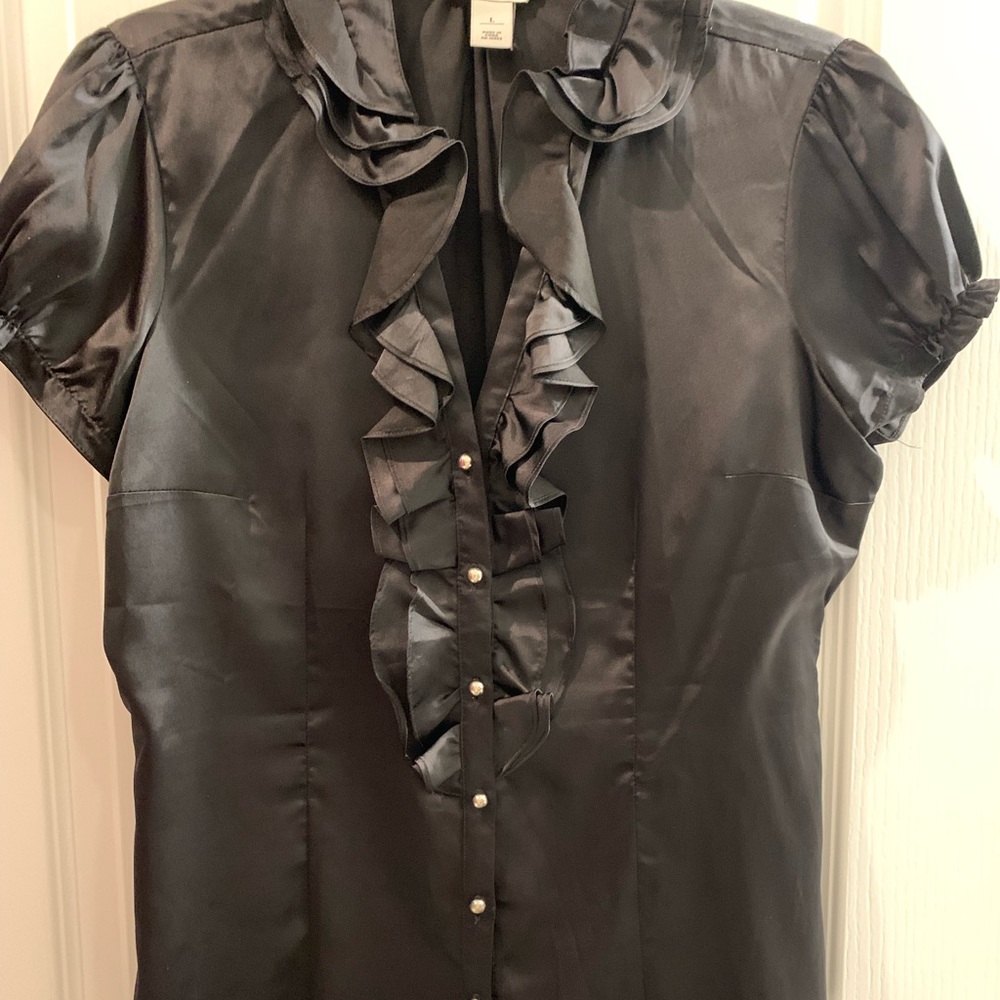 White House black market black silk top size L